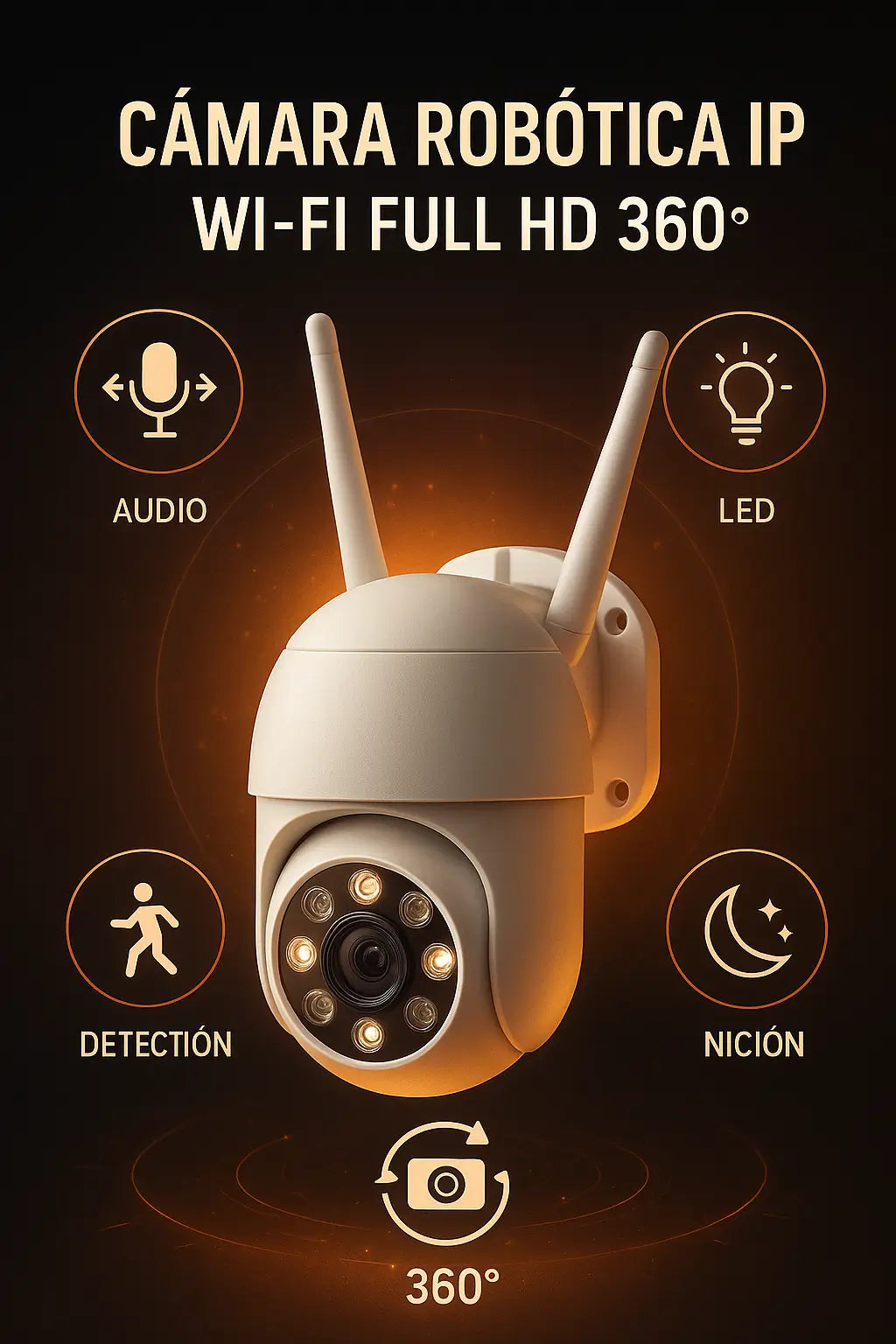 Camara Robotica Ip Wifi FULL HD PTZ 360°